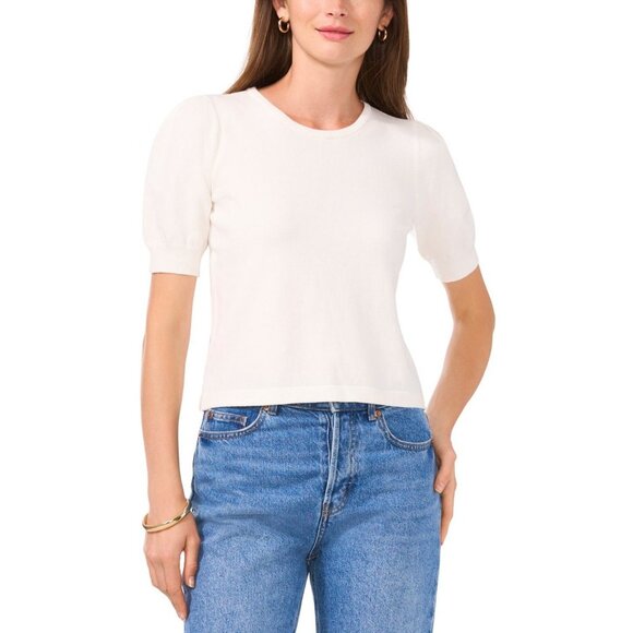 Sam & Jess Womens Short Puff Sleeve Sweater Antique White Size XL NWOT - Picture 1 of 2